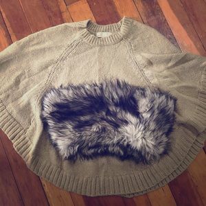 Michael Kors Poncho with faux fur scarf